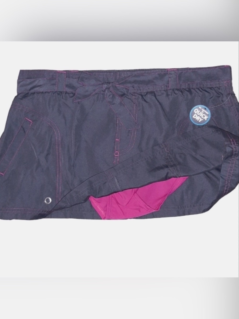Free Country Women's Navy Swim Skirt w/ Pink stitching & built-in brief